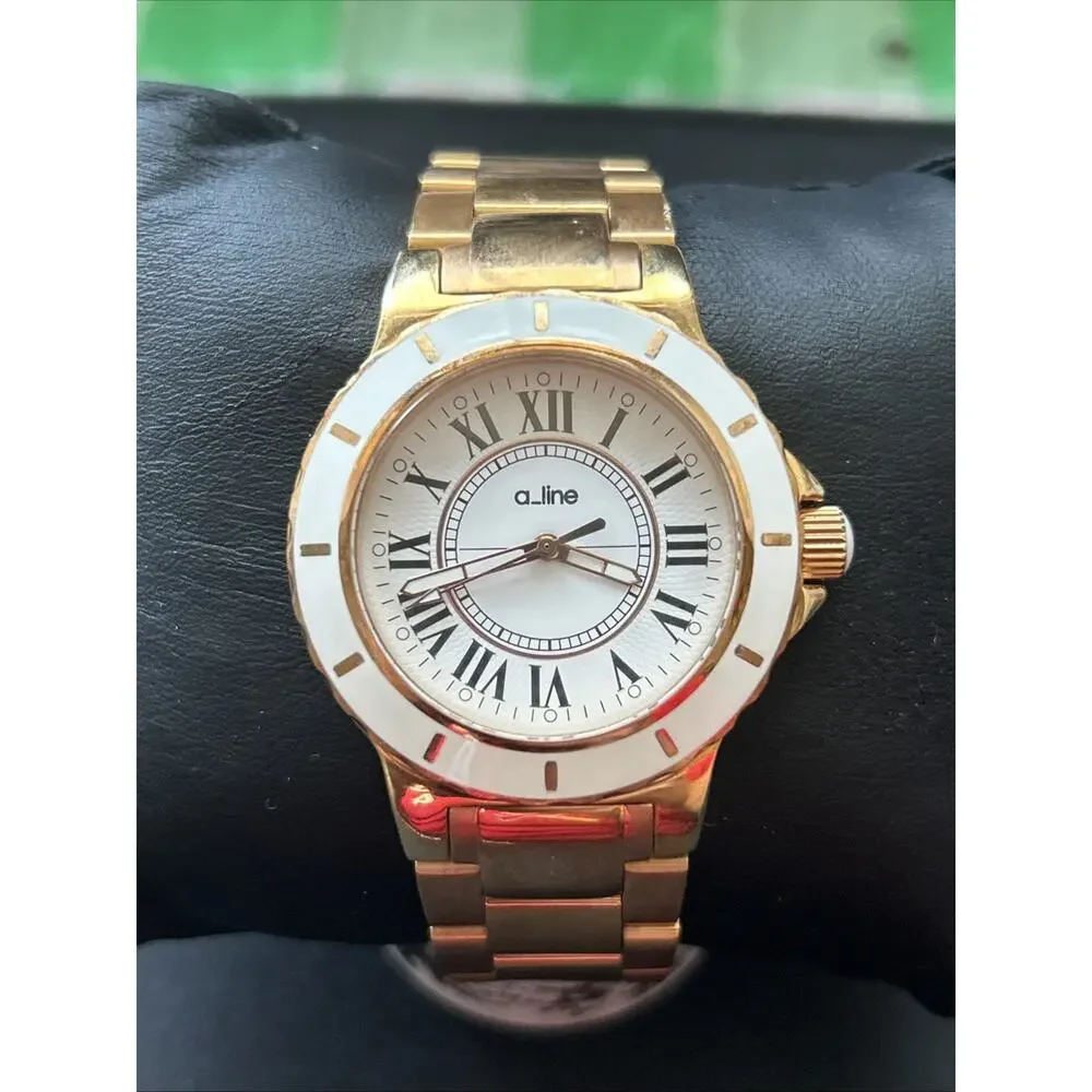 A_Line Rose Gold Tone White Dial Men’s Quartz Watch